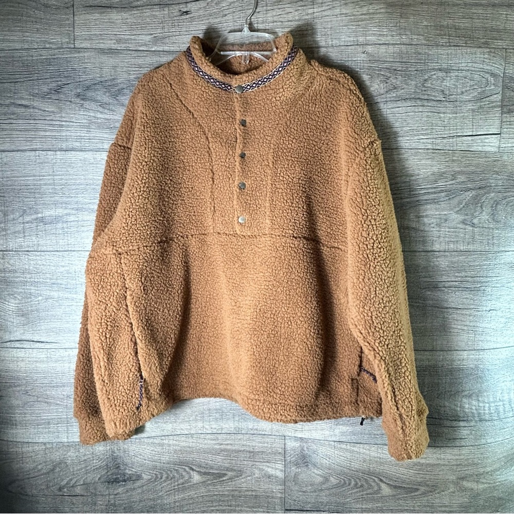 Alpine Design Brown Button-Up Fleece Hoodie